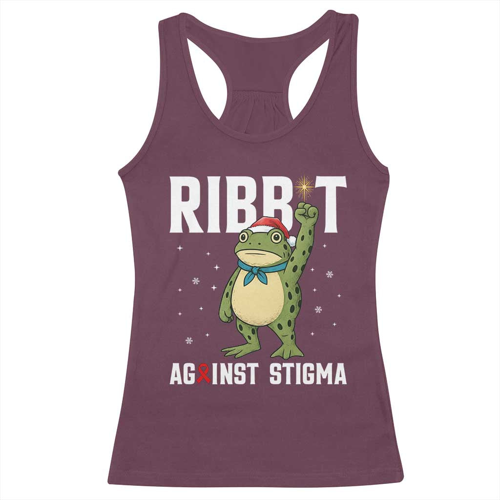 Resist Frog AIDS Awareness Christmas Racerback Tank Top Funny Portland Activist Meme HIV Support Red Ribbon - Wonder Print Shop