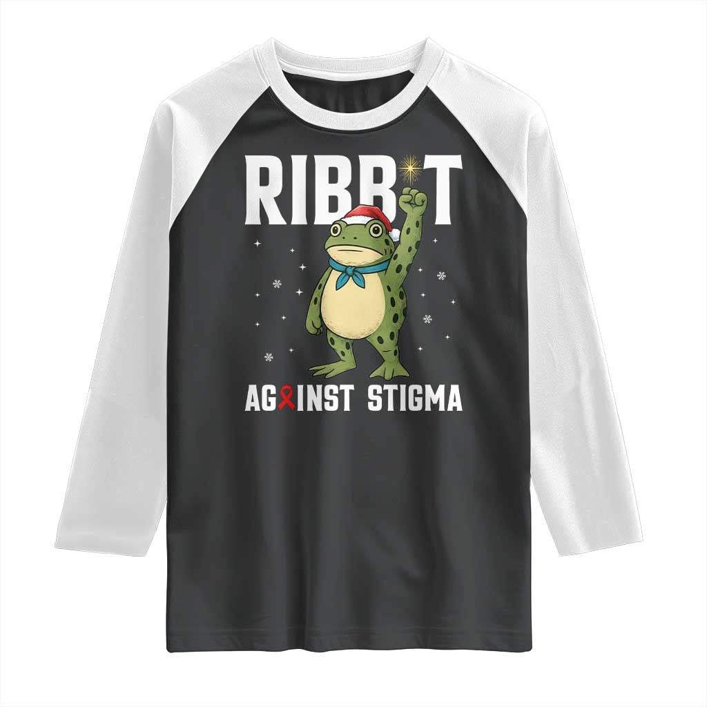 Resist Frog AIDS Awareness Christmas Raglan Shirt Funny Portland Activist Meme HIV Support Red Ribbon - Wonder Print Shop
