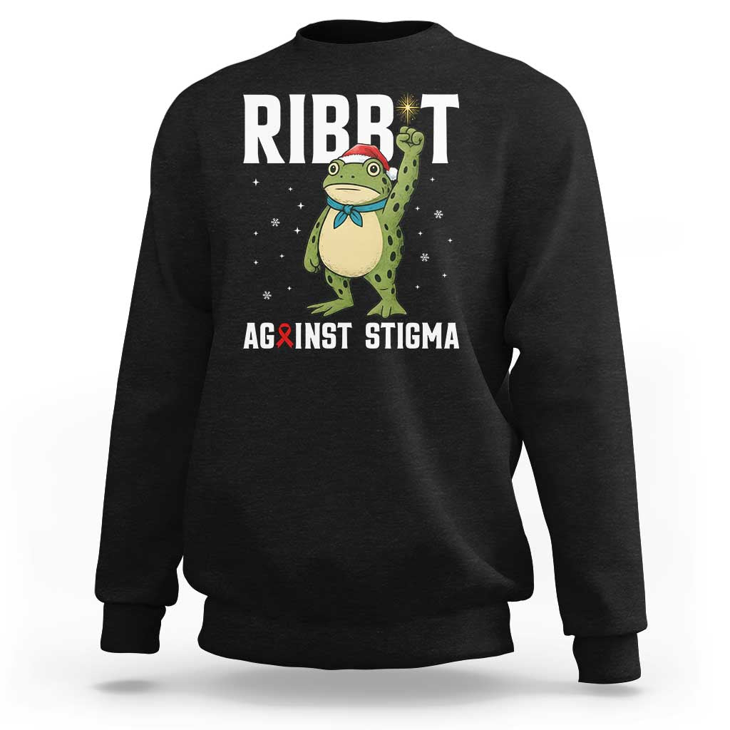Resist Frog AIDS Awareness Christmas Sweatshirt Funny Portland Activist Meme HIV Support Red Ribbon - Wonder Print Shop
