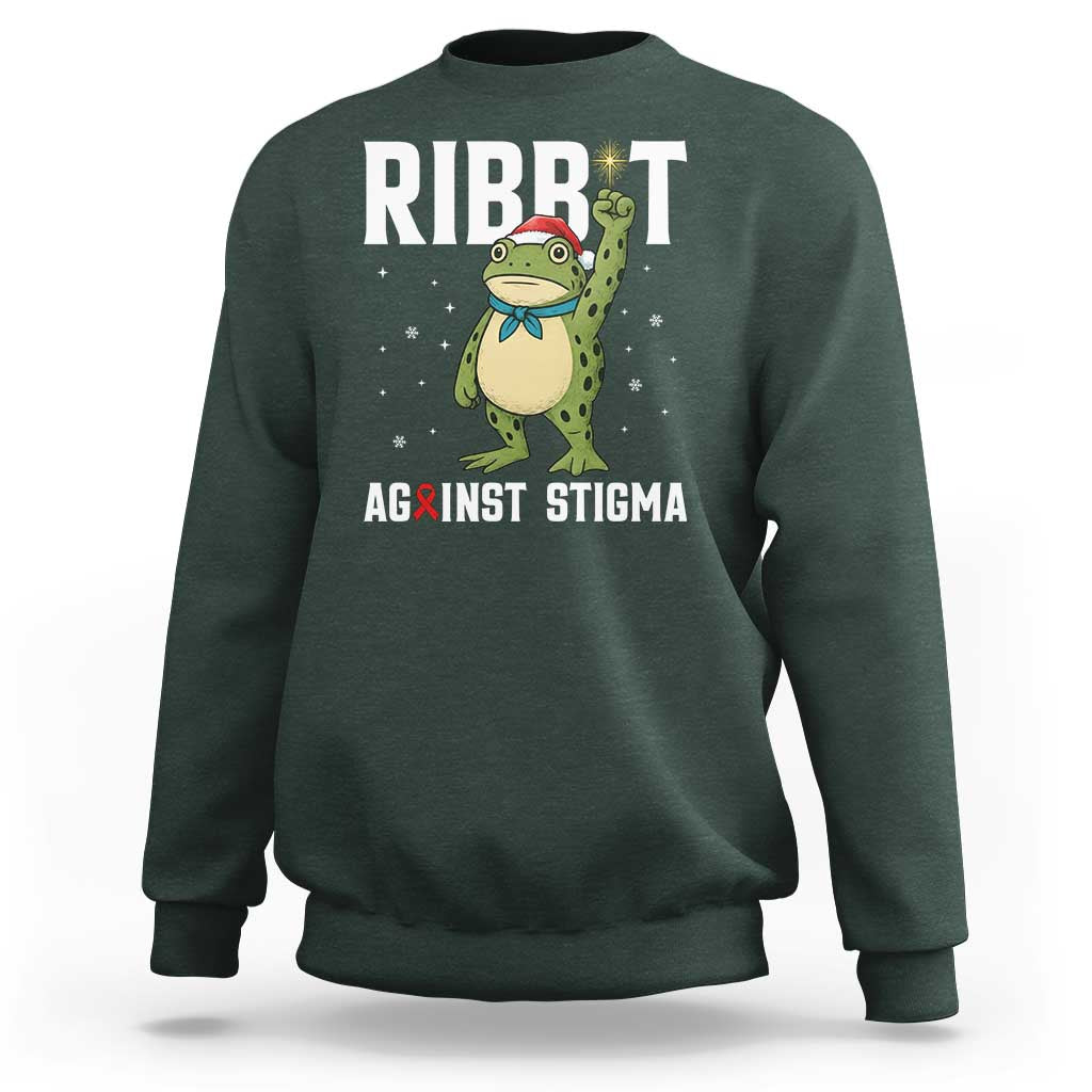 Resist Frog AIDS Awareness Christmas Sweatshirt Funny Portland Activist Meme HIV Support Red Ribbon - Wonder Print Shop