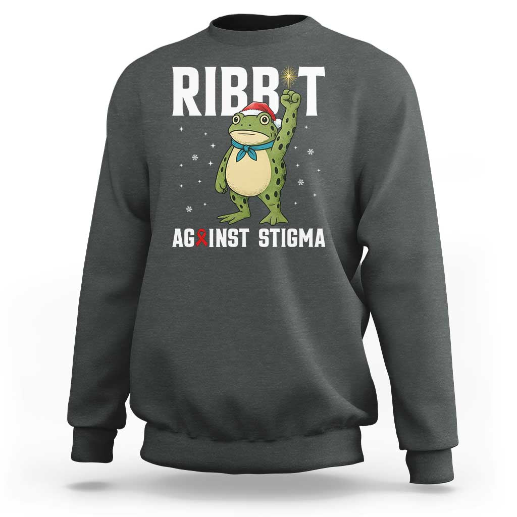 Resist Frog AIDS Awareness Christmas Sweatshirt Funny Portland Activist Meme HIV Support Red Ribbon - Wonder Print Shop