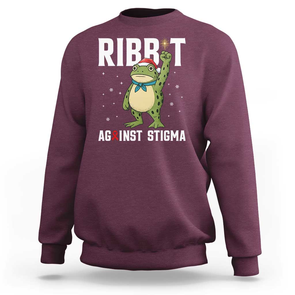 Resist Frog AIDS Awareness Christmas Sweatshirt Funny Portland Activist Meme HIV Support Red Ribbon - Wonder Print Shop