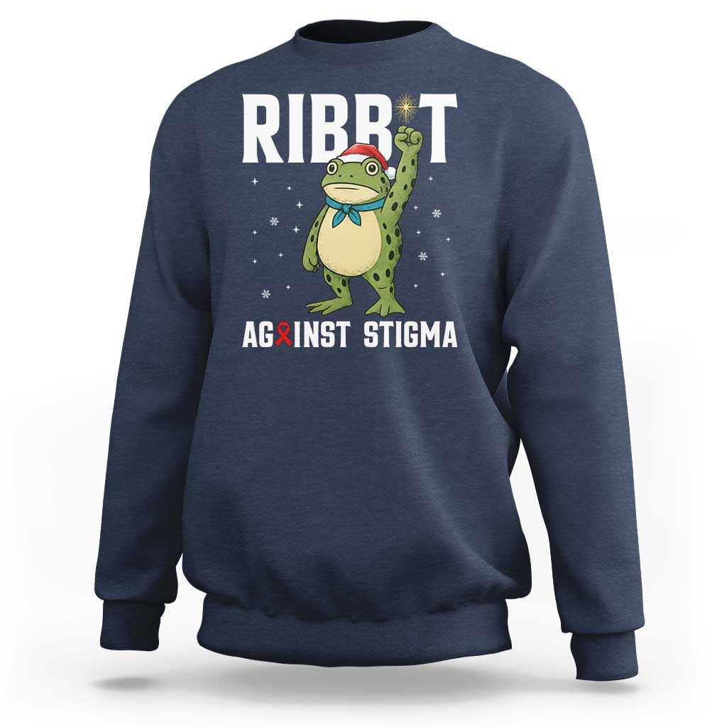 Resist Frog AIDS Awareness Christmas Sweatshirt Funny Portland Activist Meme HIV Support Red Ribbon - Wonder Print Shop