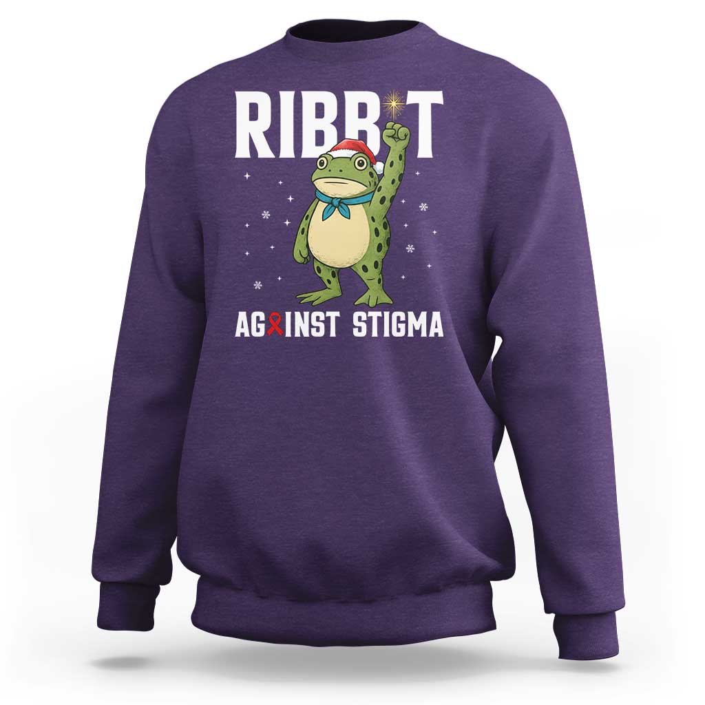 Resist Frog AIDS Awareness Christmas Sweatshirt Funny Portland Activist Meme HIV Support Red Ribbon - Wonder Print Shop