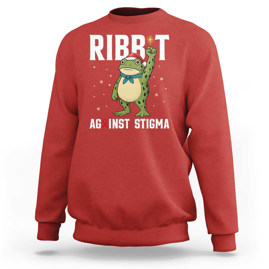Resist Frog AIDS Awareness Christmas Sweatshirt Funny Portland Activist Meme HIV Support Red Ribbon - Wonder Print Shop