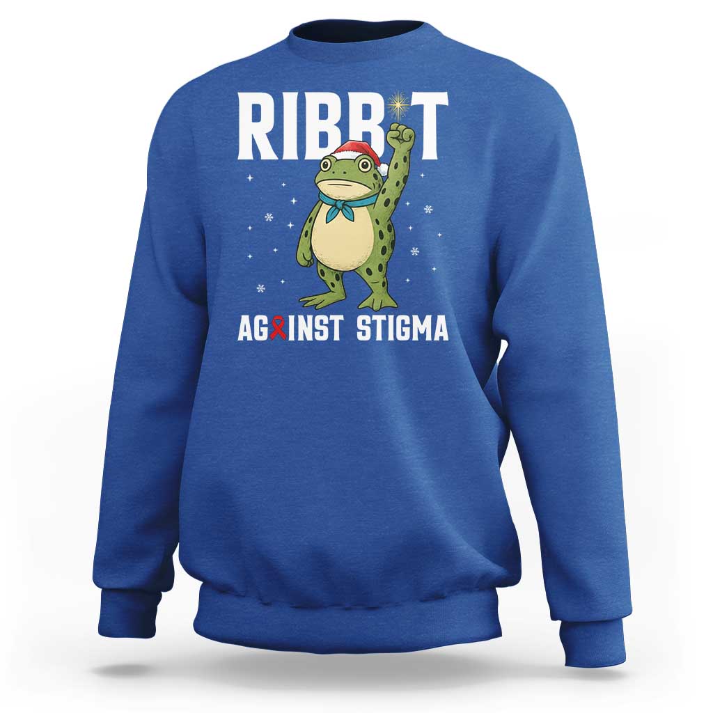Resist Frog AIDS Awareness Christmas Sweatshirt Funny Portland Activist Meme HIV Support Red Ribbon - Wonder Print Shop