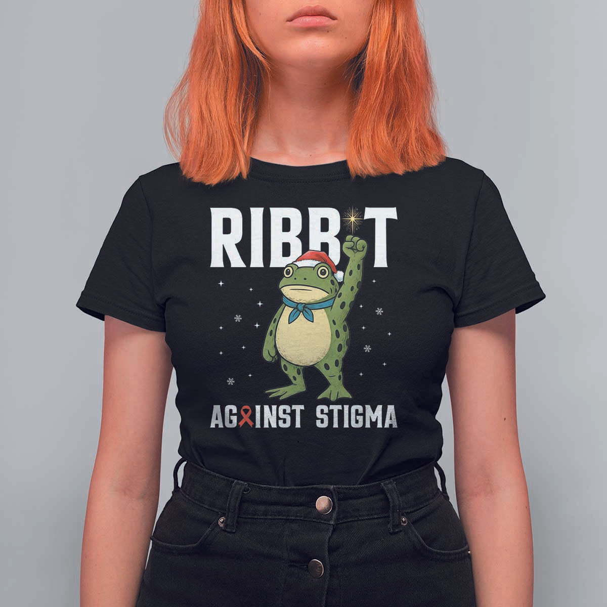 Resist Frog AIDS Awareness Christmas T Shirt For Women Funny Portland Activist Meme HIV Support Red Ribbon - Wonder Print Shop