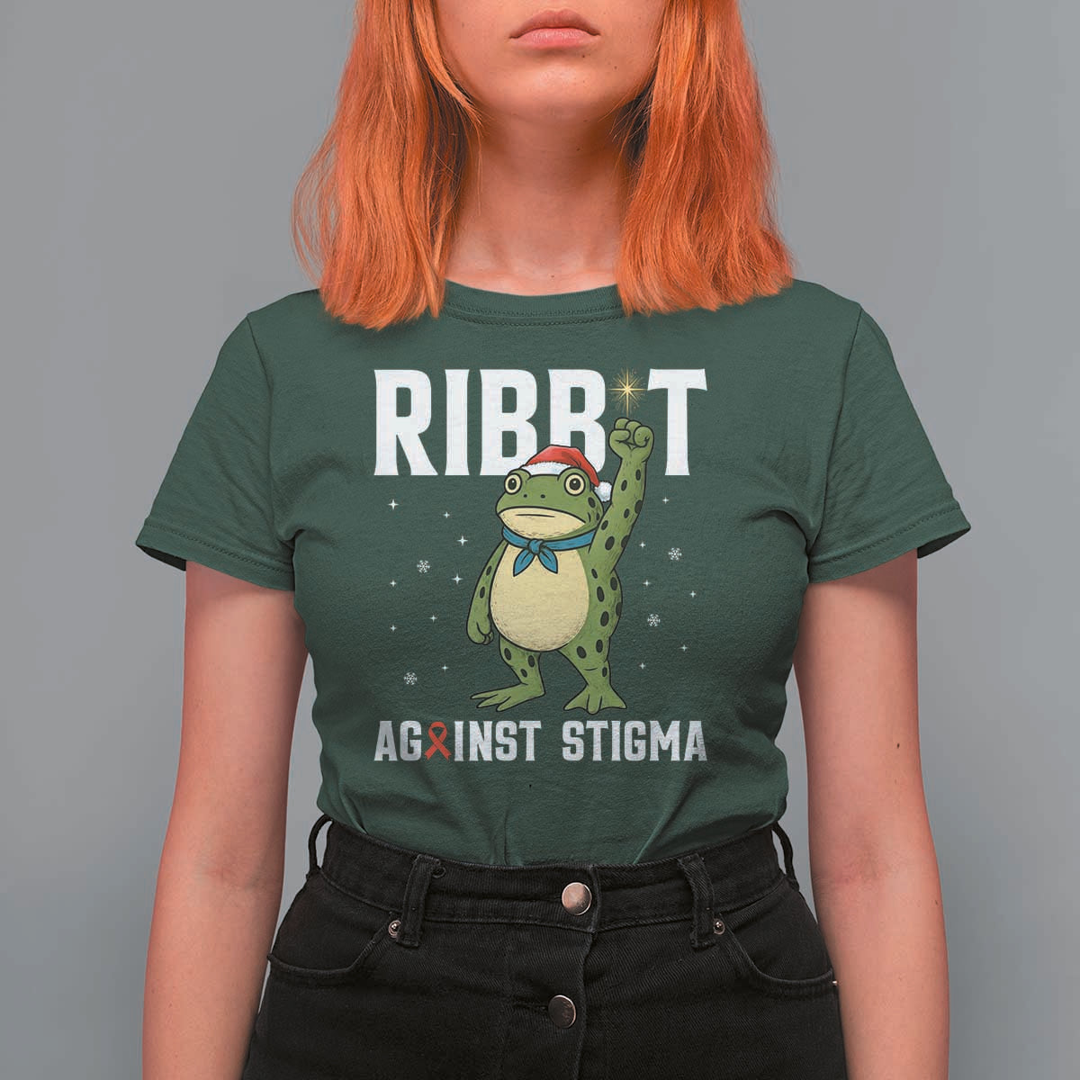 Resist Frog AIDS Awareness Christmas T Shirt For Women Funny Portland Activist Meme HIV Support Red Ribbon - Wonder Print Shop