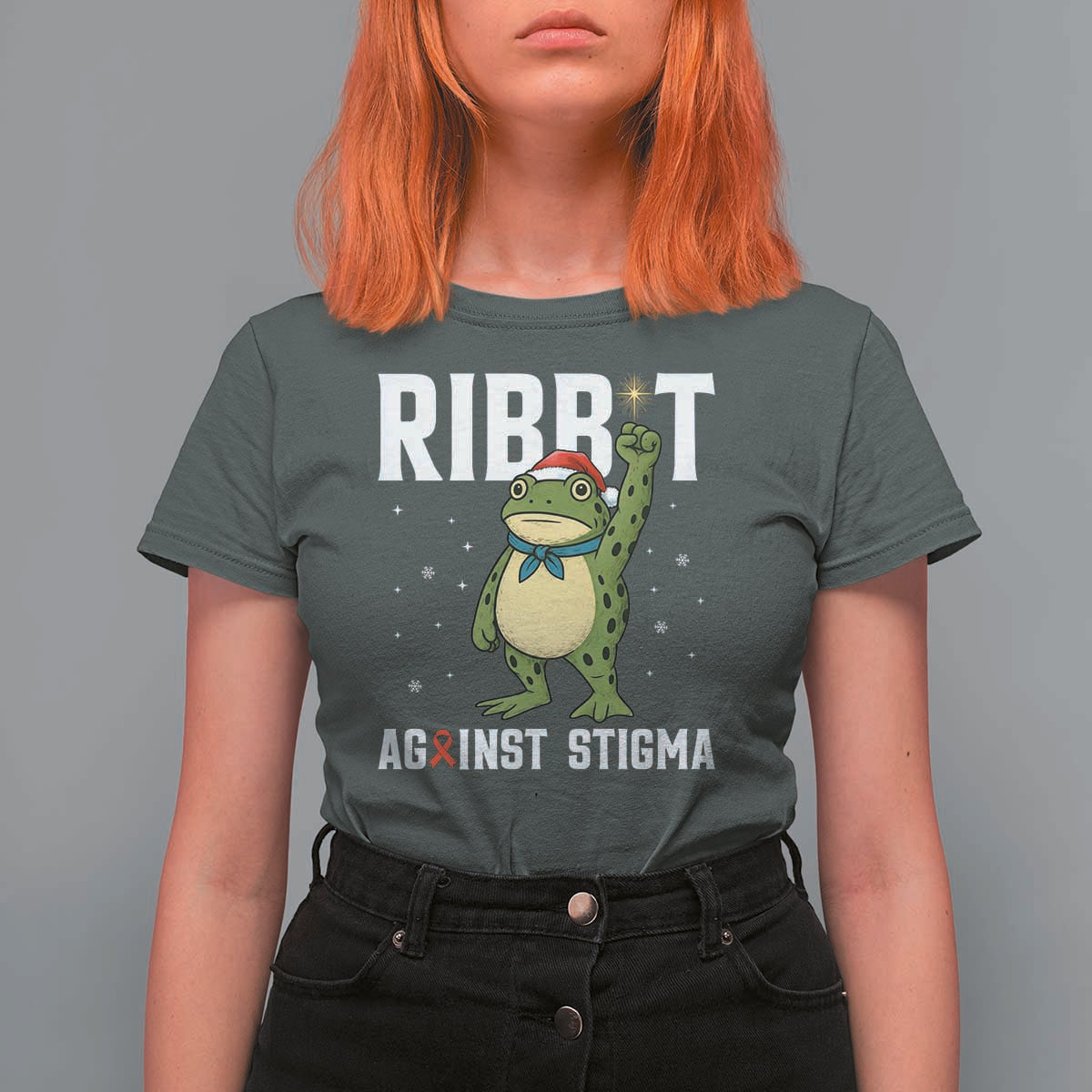 Resist Frog AIDS Awareness Christmas T Shirt For Women Funny Portland Activist Meme HIV Support Red Ribbon - Wonder Print Shop