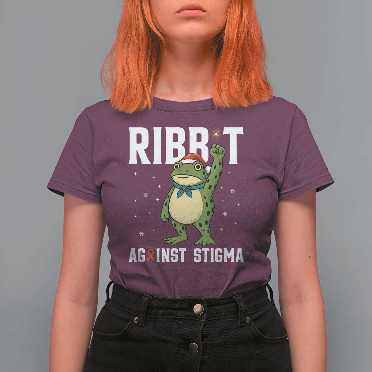 Resist Frog AIDS Awareness Christmas T Shirt For Women Funny Portland Activist Meme HIV Support Red Ribbon - Wonder Print Shop