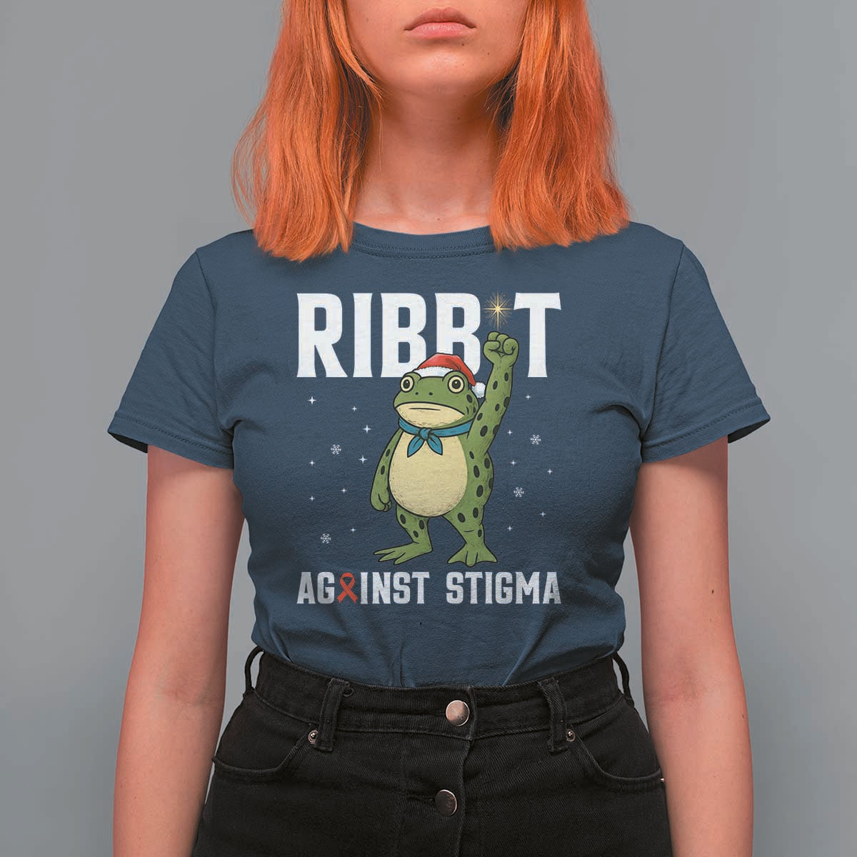 Resist Frog AIDS Awareness Christmas T Shirt For Women Funny Portland Activist Meme HIV Support Red Ribbon - Wonder Print Shop