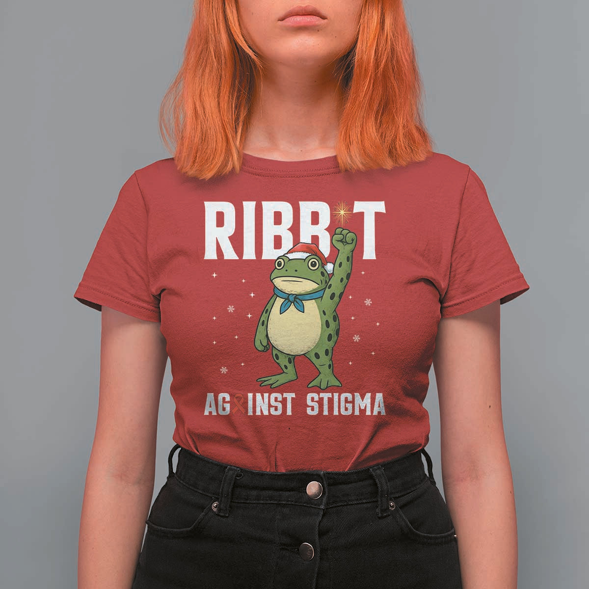 Resist Frog AIDS Awareness Christmas T Shirt For Women Funny Portland Activist Meme HIV Support Red Ribbon - Wonder Print Shop
