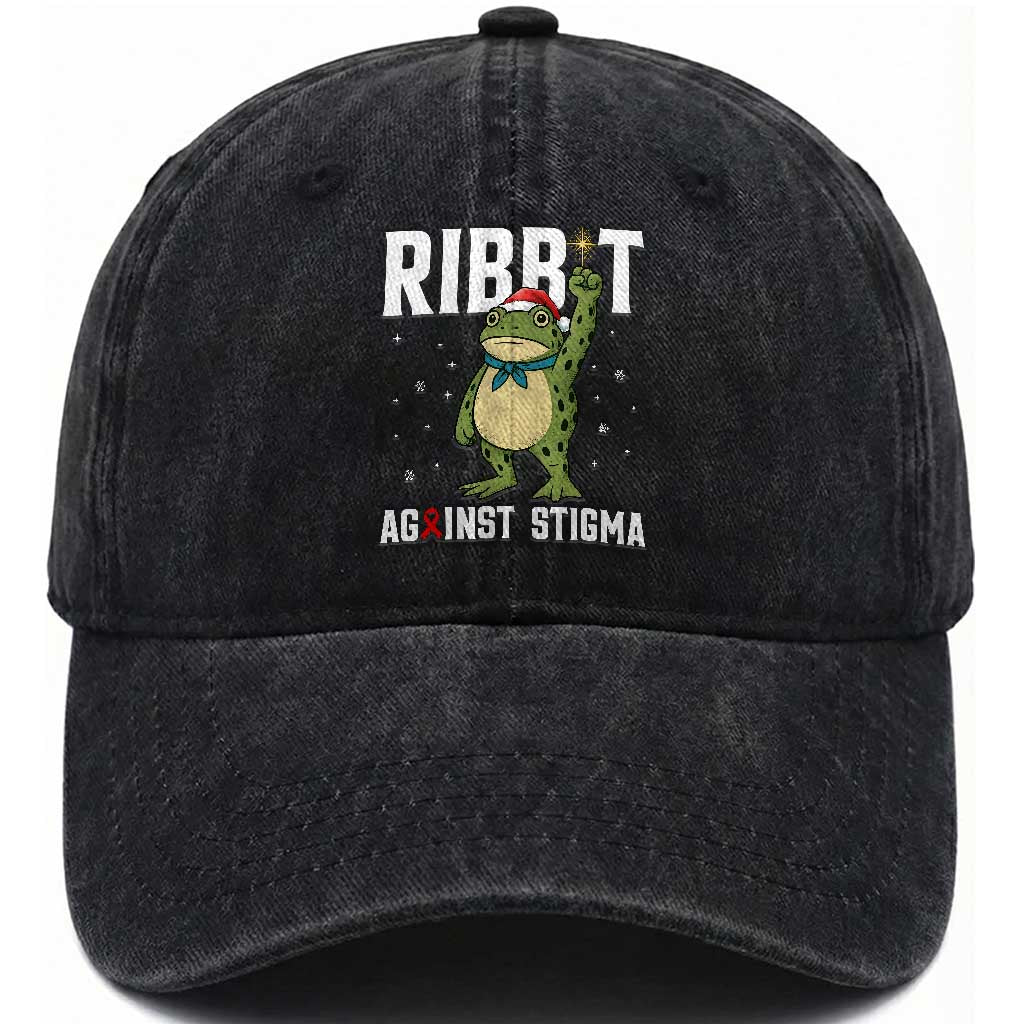 Resist Frog AIDS Awareness Christmas Washed Cotton Baseball Cap Funny Portland Activist Meme HIV Support Red Ribbon