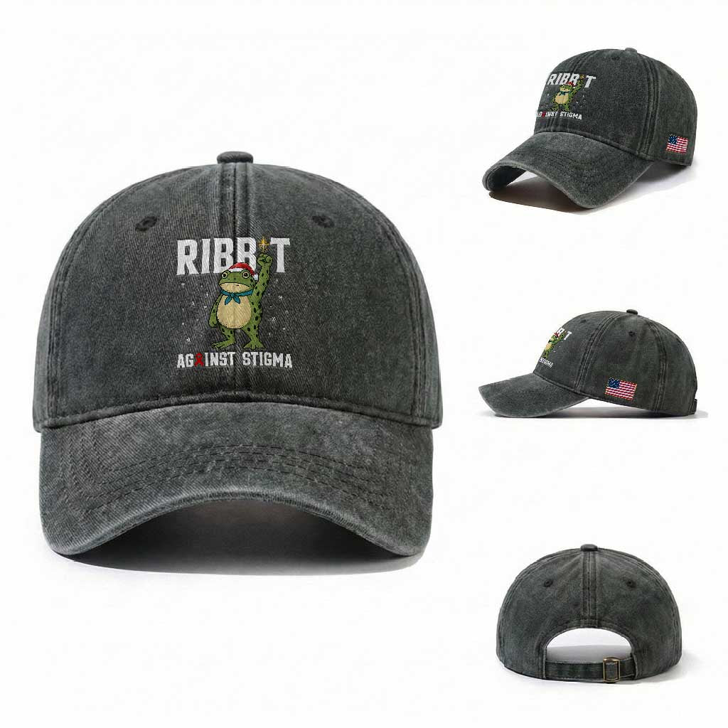 Resist Frog AIDS Awareness Christmas Washed Cotton Baseball Cap Funny Portland Activist Meme HIV Support Red Ribbon
