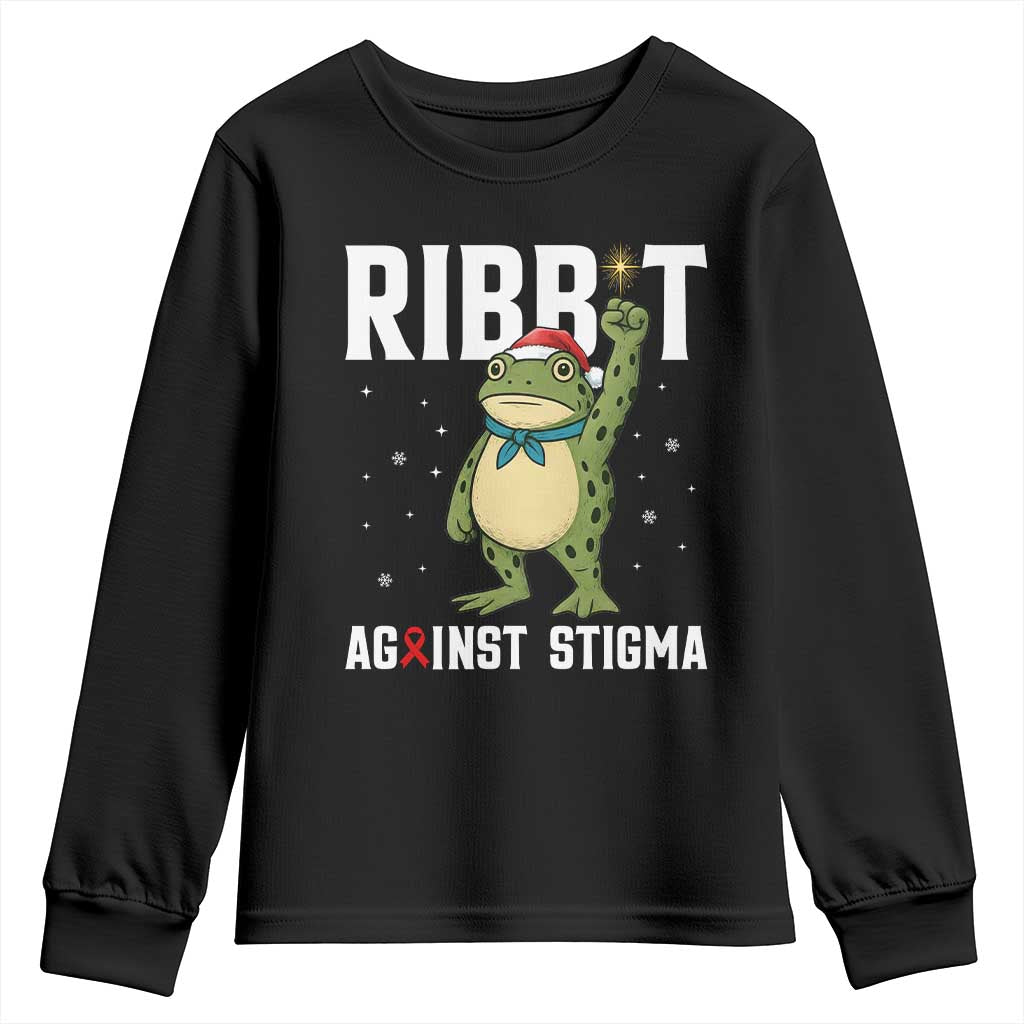 Resist Frog AIDS Awareness Christmas Youth Sweatshirt Funny Portland Activist Meme HIV Support Red Ribbon - Wonder Print Shop