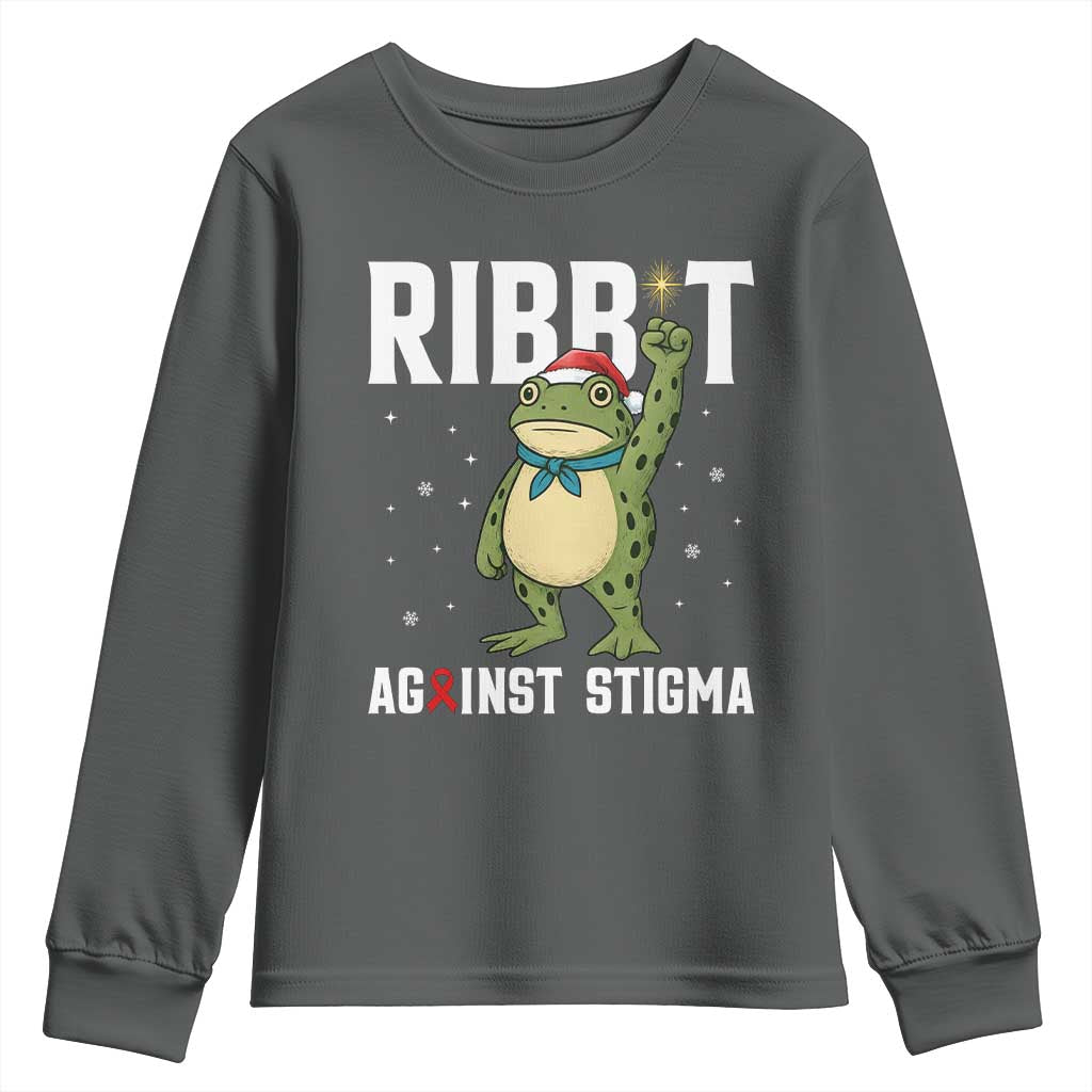 Resist Frog AIDS Awareness Christmas Youth Sweatshirt Funny Portland Activist Meme HIV Support Red Ribbon - Wonder Print Shop