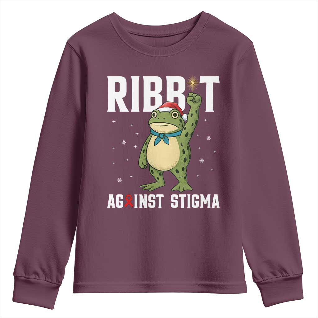 Resist Frog AIDS Awareness Christmas Youth Sweatshirt Funny Portland Activist Meme HIV Support Red Ribbon - Wonder Print Shop