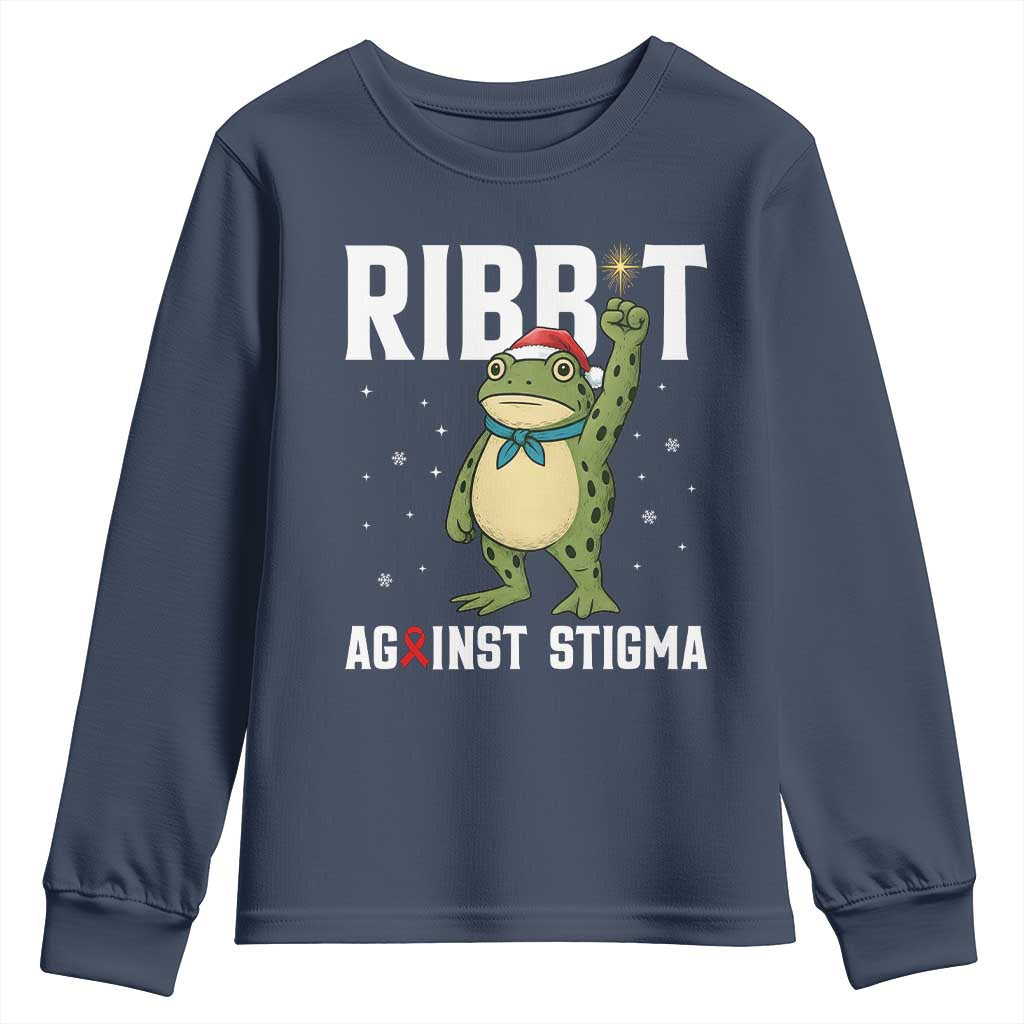 Resist Frog AIDS Awareness Christmas Youth Sweatshirt Funny Portland Activist Meme HIV Support Red Ribbon - Wonder Print Shop