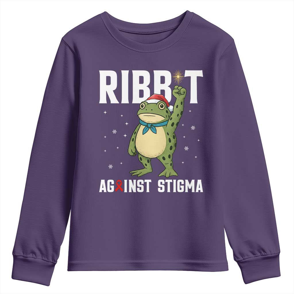 Resist Frog AIDS Awareness Christmas Youth Sweatshirt Funny Portland Activist Meme HIV Support Red Ribbon - Wonder Print Shop