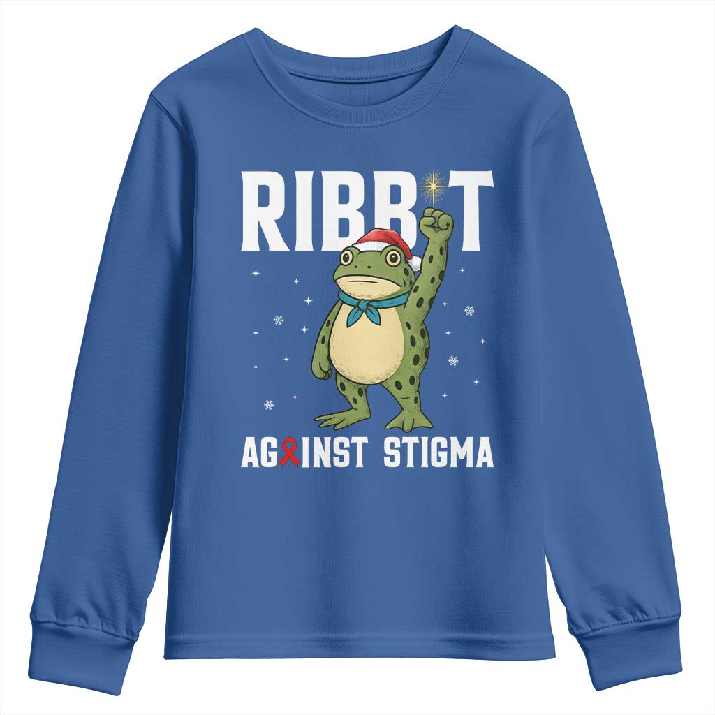Resist Frog AIDS Awareness Christmas Youth Sweatshirt Funny Portland Activist Meme HIV Support Red Ribbon - Wonder Print Shop