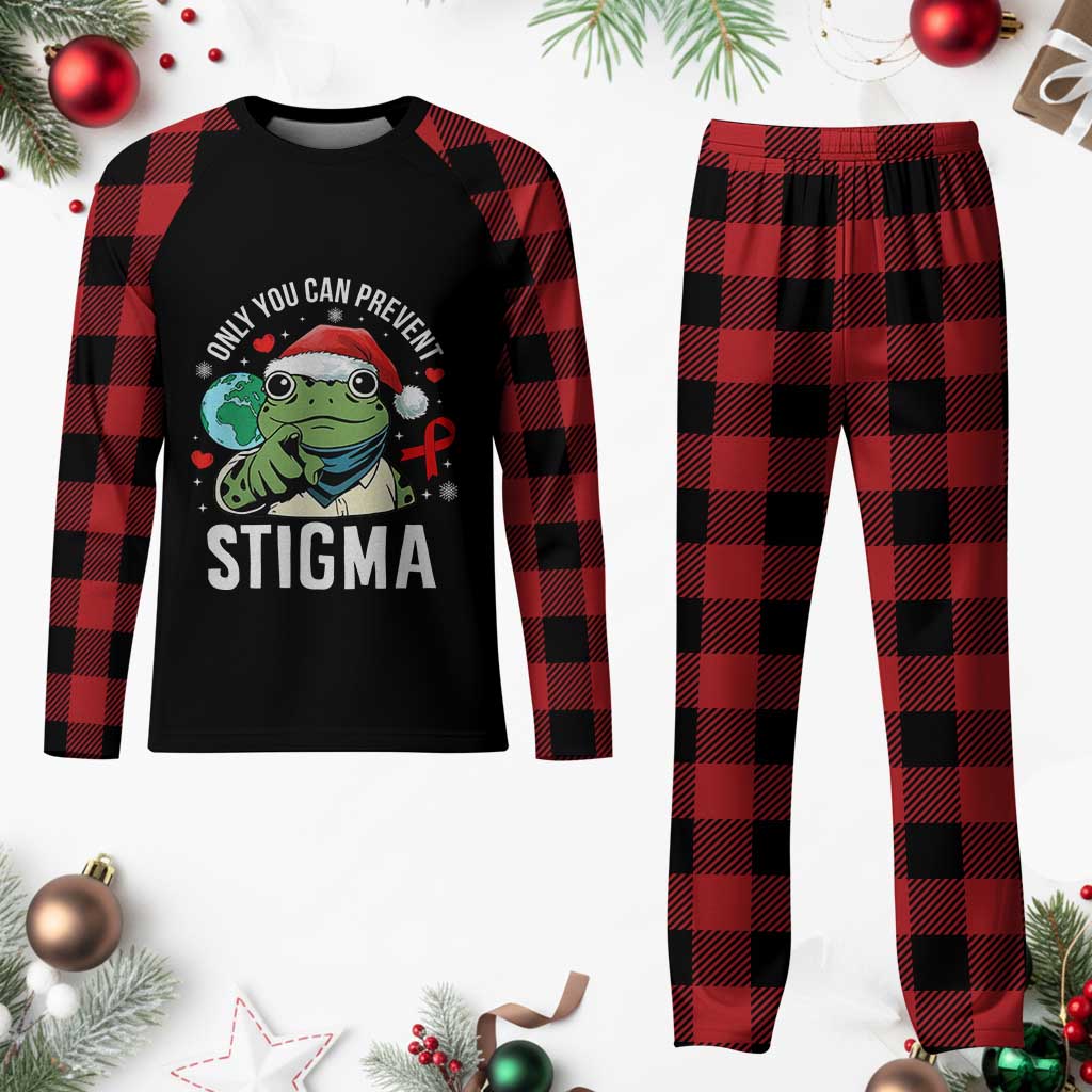 Resist Frog AIDS Awareness Christmas Plaid Pajama Set Only You Can Prevent Stigma - Wonder Print Shop