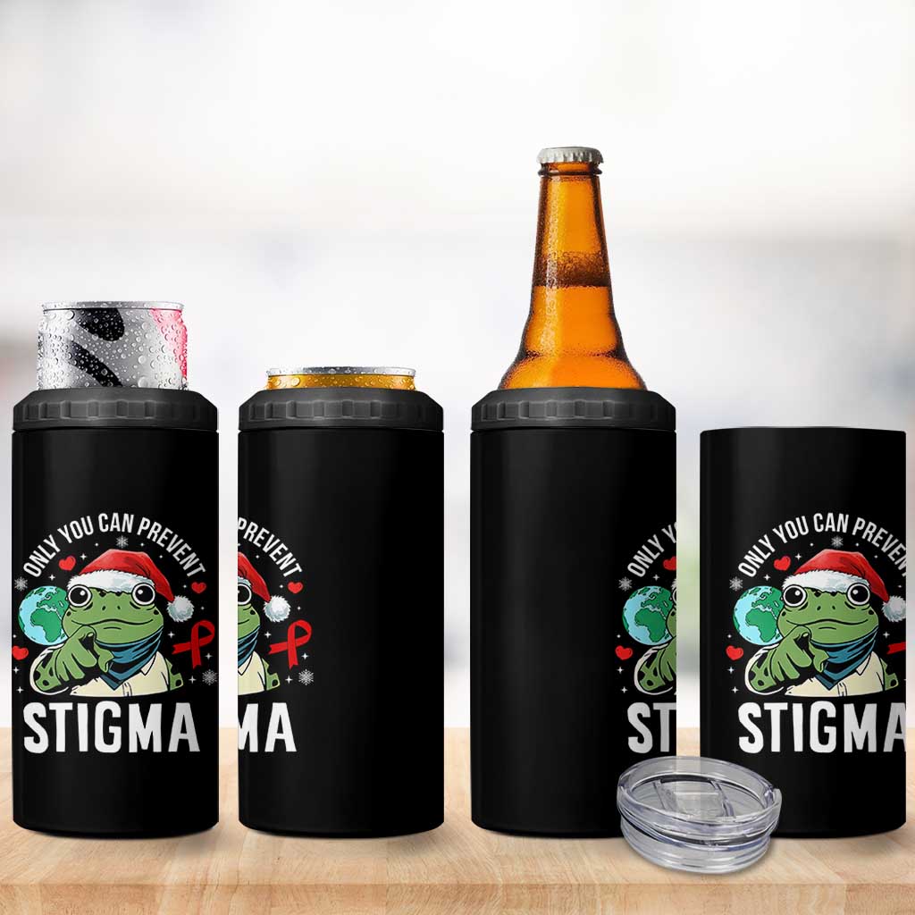 Resist Frog AIDS Awareness Christmas 4 in 1 Can Cooler Tumbler Only You Can Prevent Stigma - Wonder Print Shop