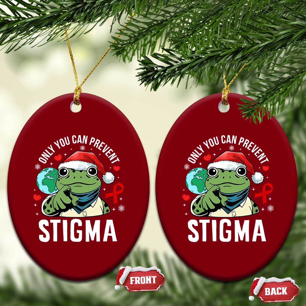 Resist Frog AIDS Awareness Xmas Ceramic Ornament Only You Can Prevent Stigma - Wonder Print Shop