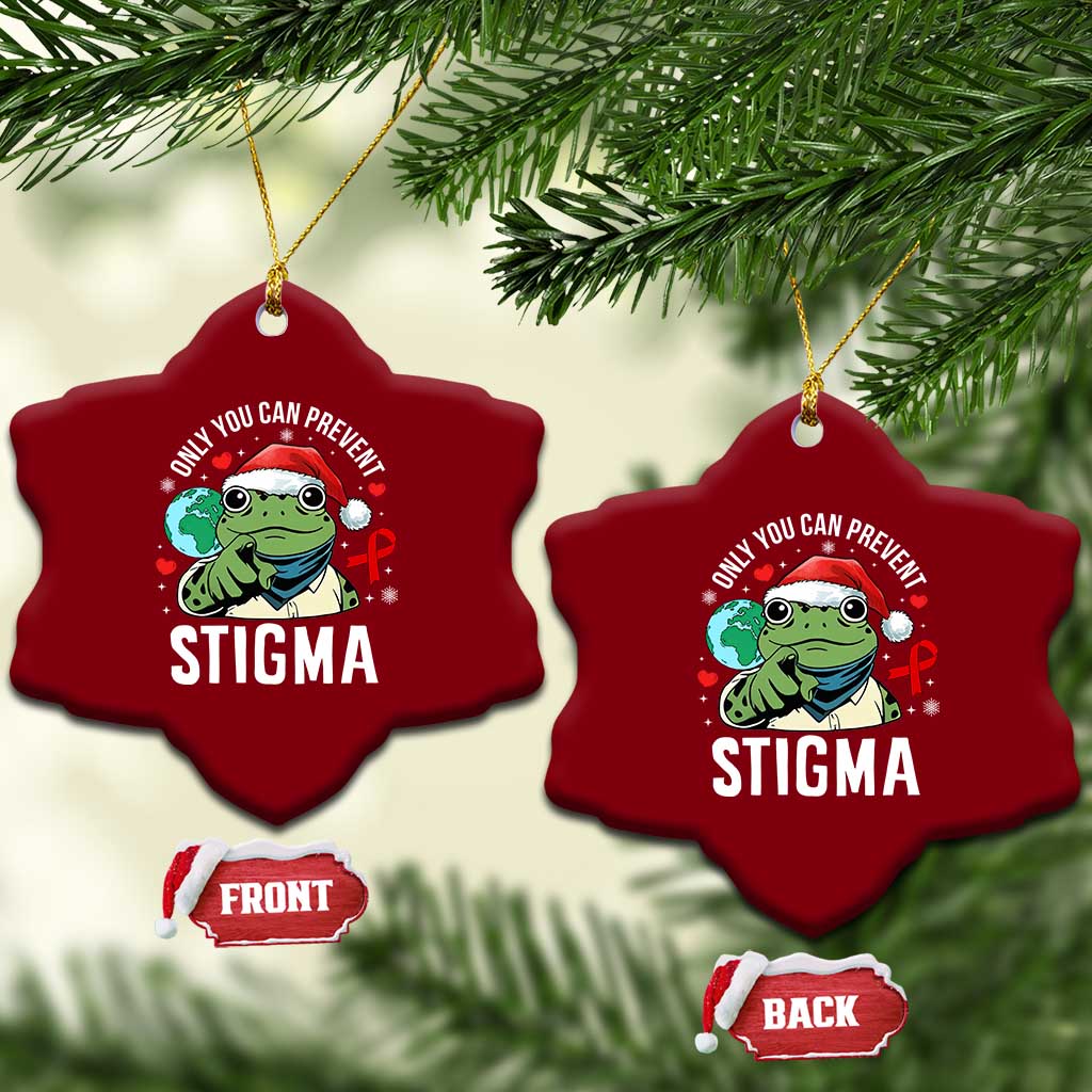Resist Frog AIDS Awareness Xmas Ceramic Ornament Only You Can Prevent Stigma - Wonder Print Shop