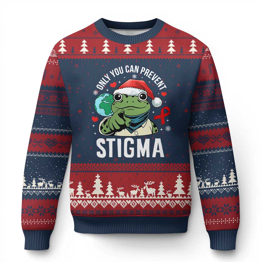 Resist Frog AIDS Awareness Xmas Ugly Christmas Sweater Only You Can Prevent Stigma - Wonder Print Shop