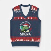 Resist Frog AIDS Awareness Xmas V-Neck Knit Sweater Vest Only You Can Prevent Stigma - Wonder Print Shop