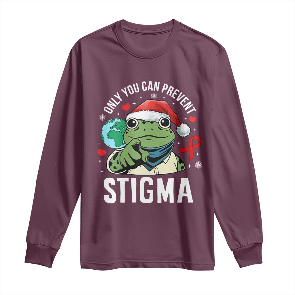 Resist Frog AIDS Awareness Christmas Long Sleeve Shirt Only You Can Prevent Stigma - Wonder Print Shop