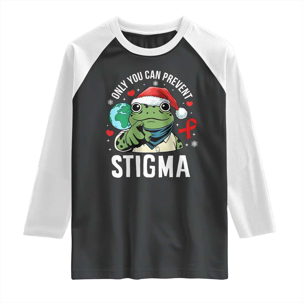 Resist Frog AIDS Awareness Christmas Raglan Shirt Only You Can Prevent Stigma - Wonder Print Shop