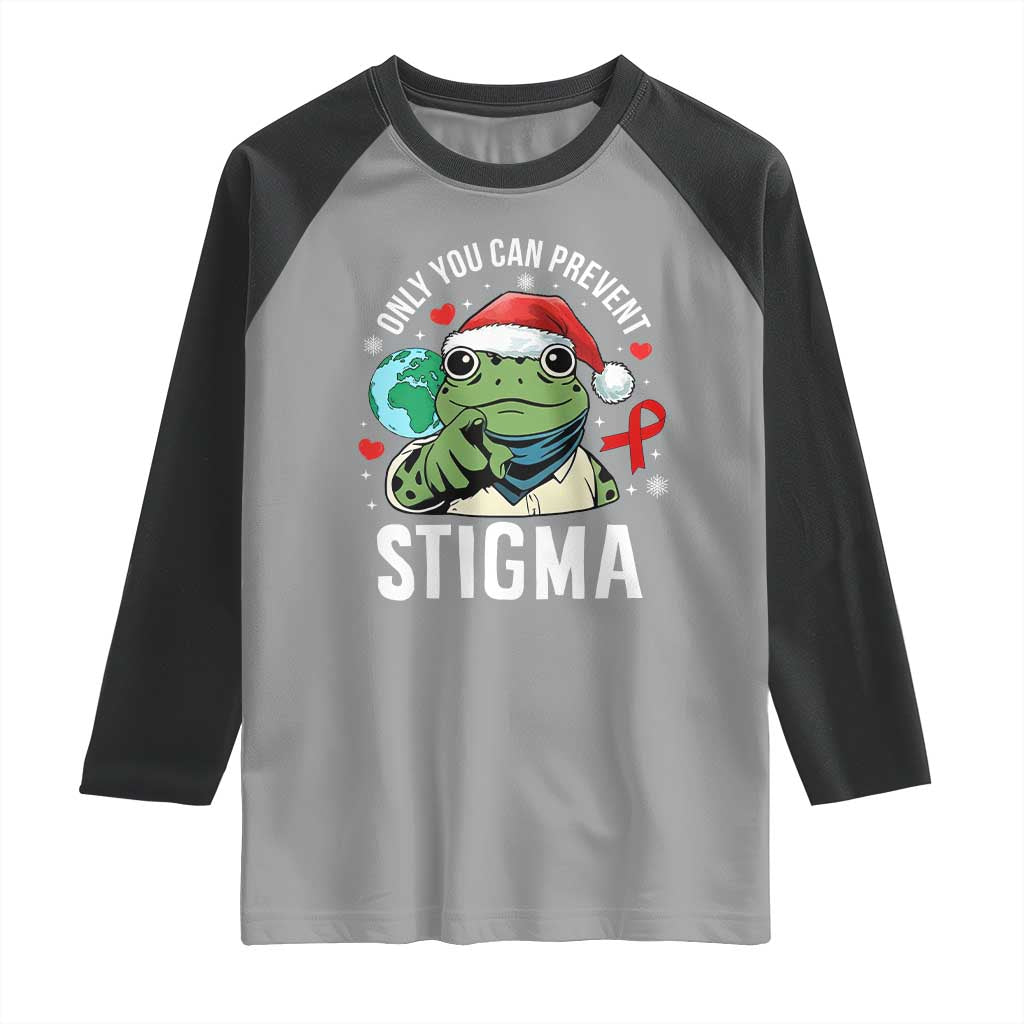 Resist Frog AIDS Awareness Christmas Raglan Shirt Only You Can Prevent Stigma - Wonder Print Shop
