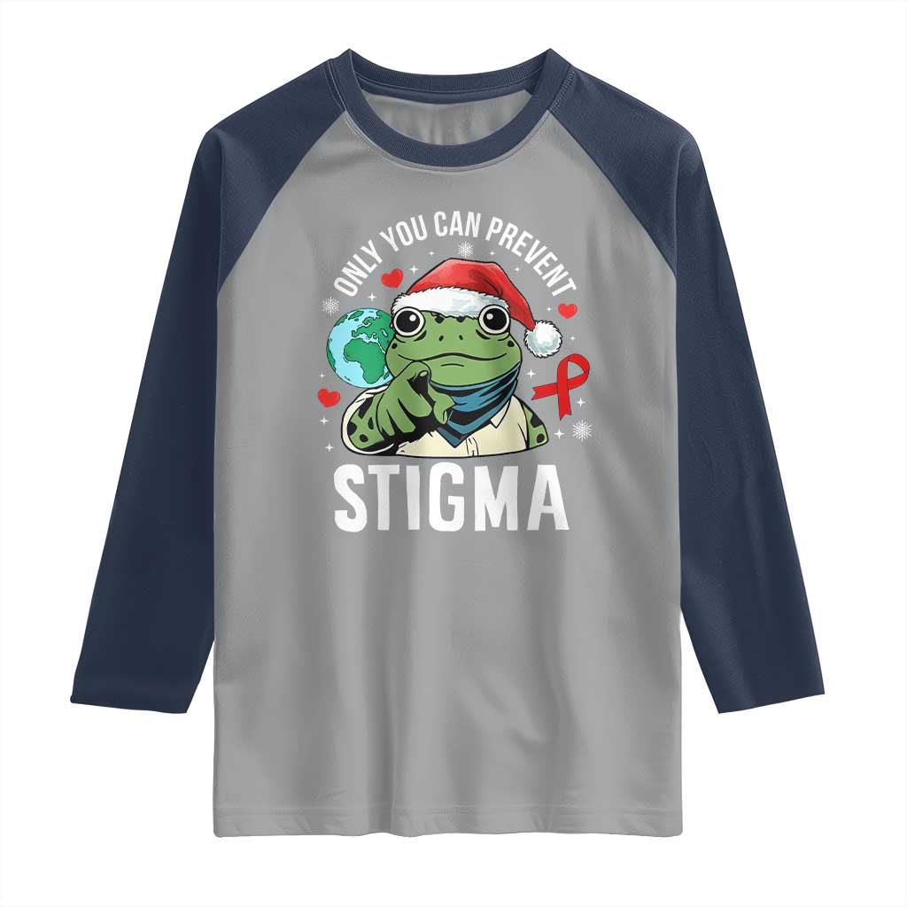Resist Frog AIDS Awareness Christmas Raglan Shirt Only You Can Prevent Stigma - Wonder Print Shop