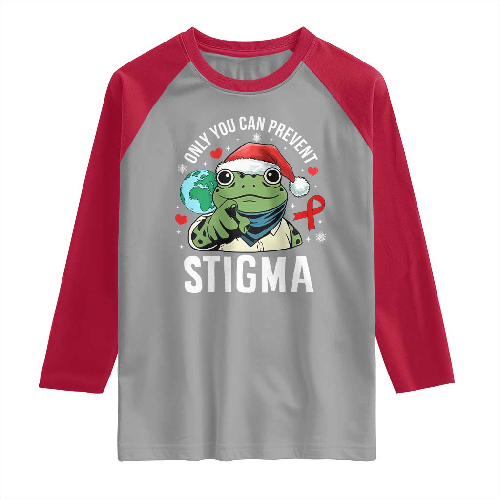 Resist Frog AIDS Awareness Christmas Raglan Shirt Only You Can Prevent Stigma - Wonder Print Shop