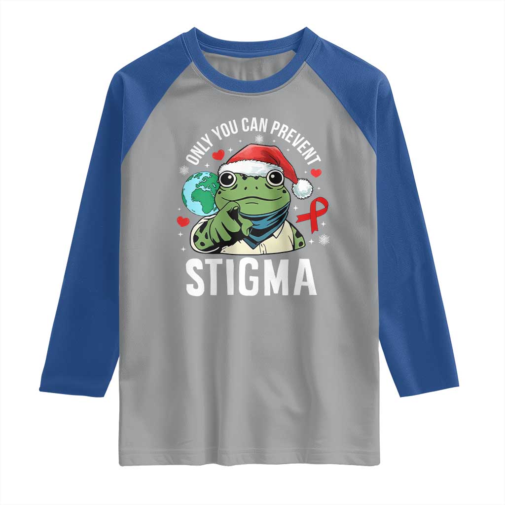 Resist Frog AIDS Awareness Christmas Raglan Shirt Only You Can Prevent Stigma - Wonder Print Shop