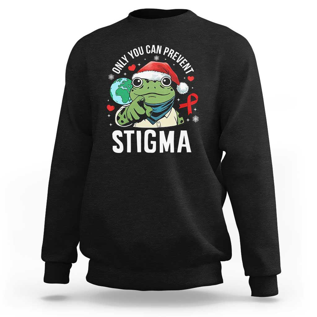 Resist Frog AIDS Awareness Christmas Sweatshirt Only You Can Prevent Stigma - Wonder Print Shop