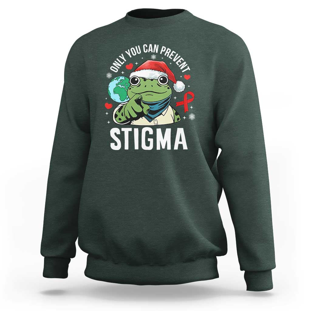Resist Frog AIDS Awareness Christmas Sweatshirt Only You Can Prevent Stigma - Wonder Print Shop