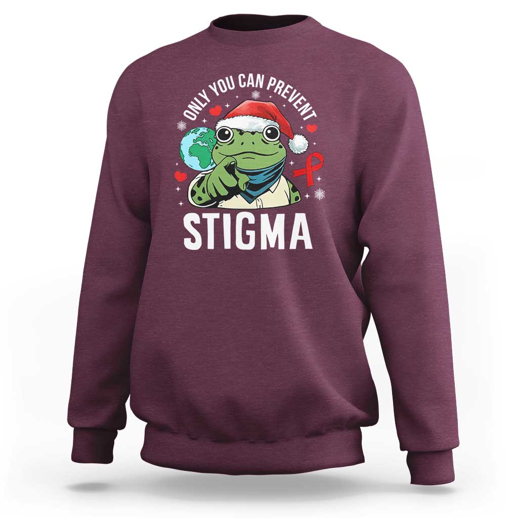 Resist Frog AIDS Awareness Christmas Sweatshirt Only You Can Prevent Stigma - Wonder Print Shop