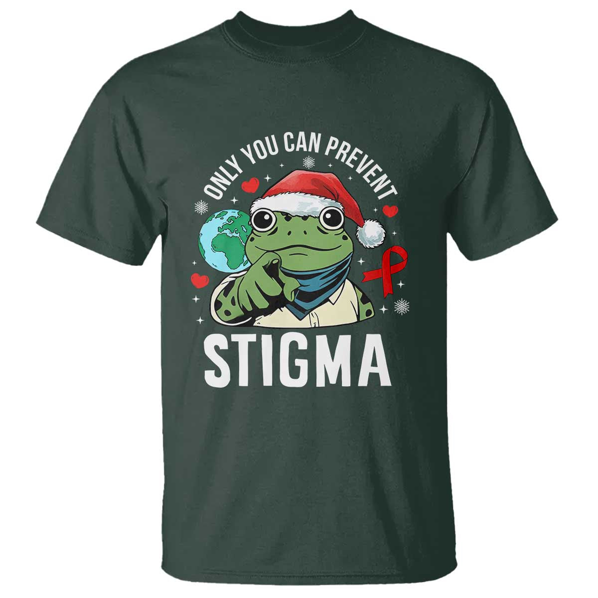 Resist Frog AIDS Awareness Christmas T Shirt Only You Can Prevent Stigma - Wonder Print Shop