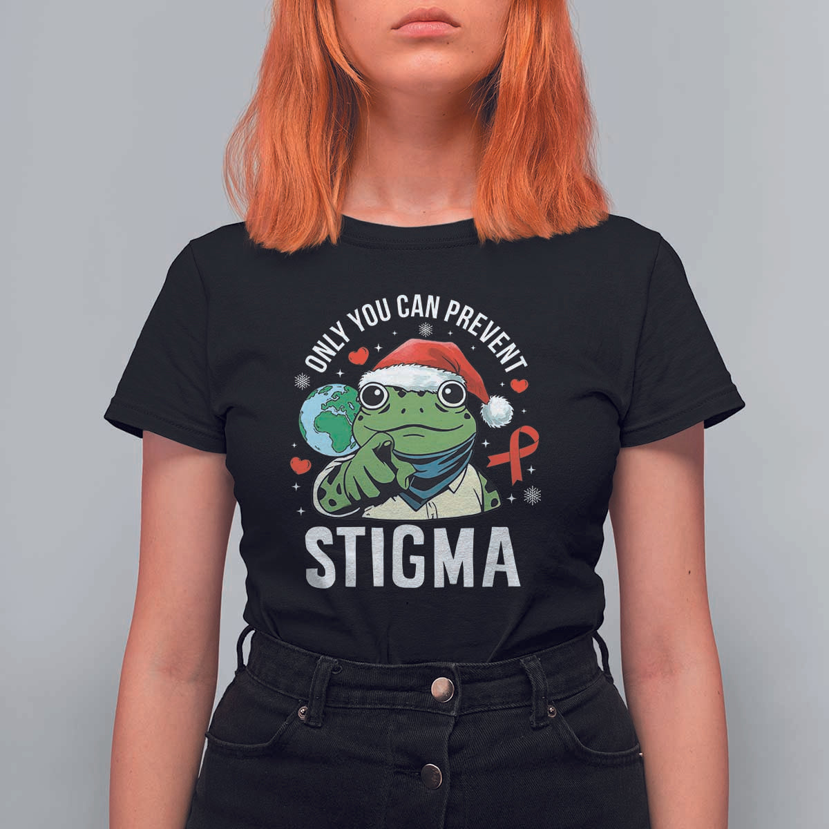 Resist Frog AIDS Awareness Christmas T Shirt For Women Only You Can Prevent Stigma - Wonder Print Shop