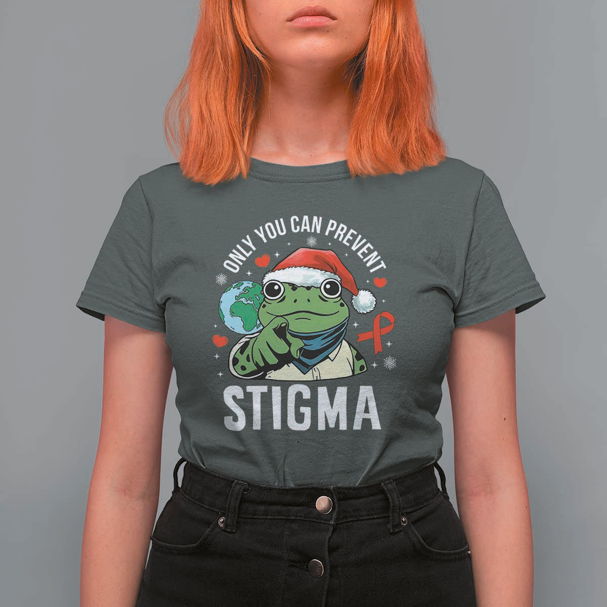 Resist Frog AIDS Awareness Christmas T Shirt For Women Only You Can Prevent Stigma - Wonder Print Shop