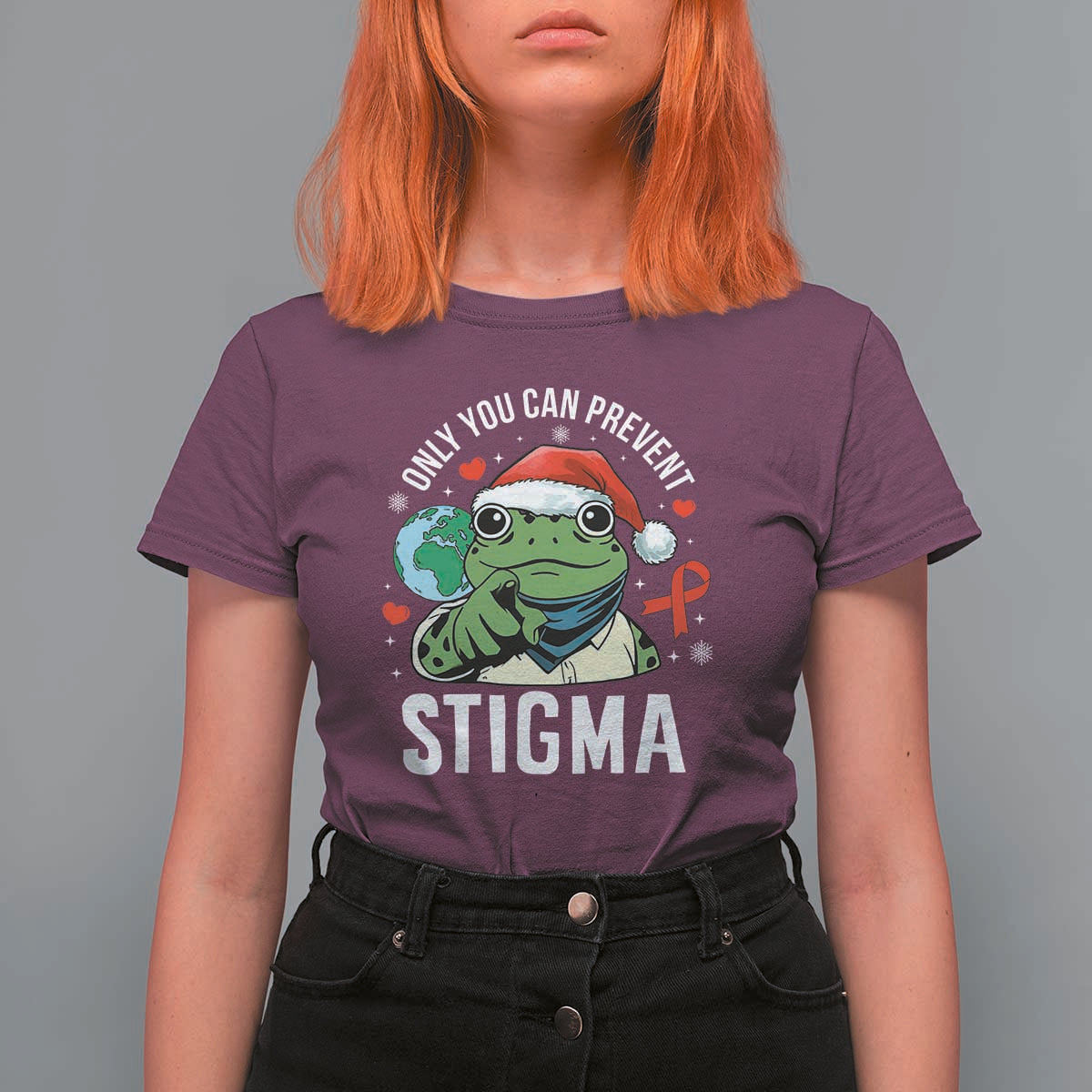 Resist Frog AIDS Awareness Christmas T Shirt For Women Only You Can Prevent Stigma - Wonder Print Shop