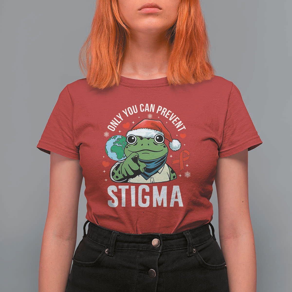 Resist Frog AIDS Awareness Christmas T Shirt For Women Only You Can Prevent Stigma - Wonder Print Shop