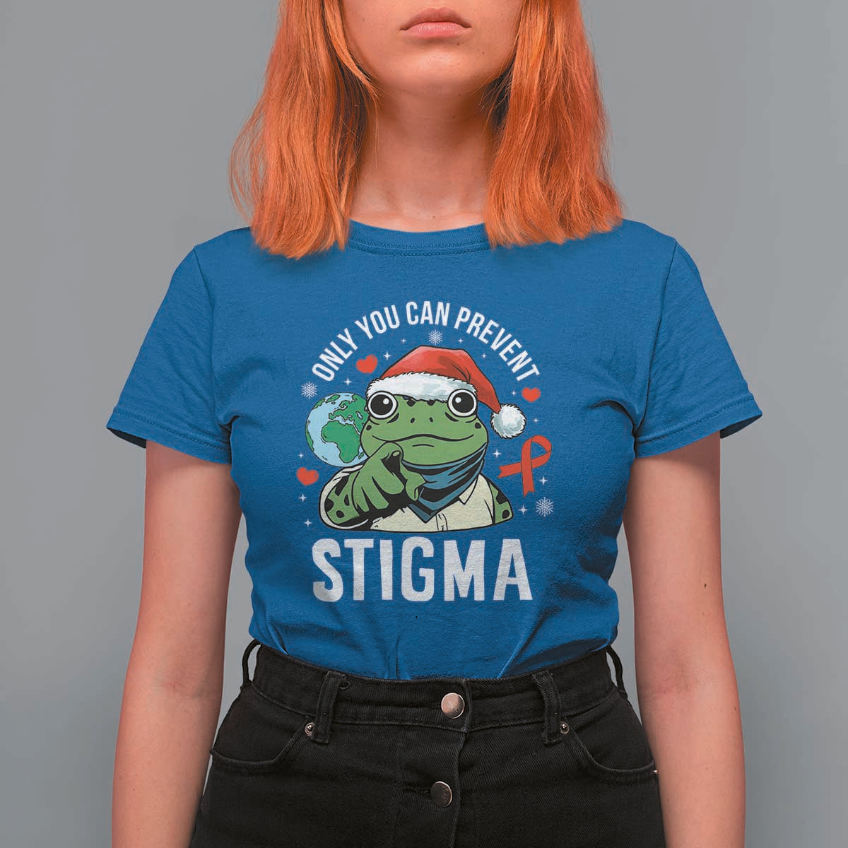 Resist Frog AIDS Awareness Christmas T Shirt For Women Only You Can Prevent Stigma - Wonder Print Shop