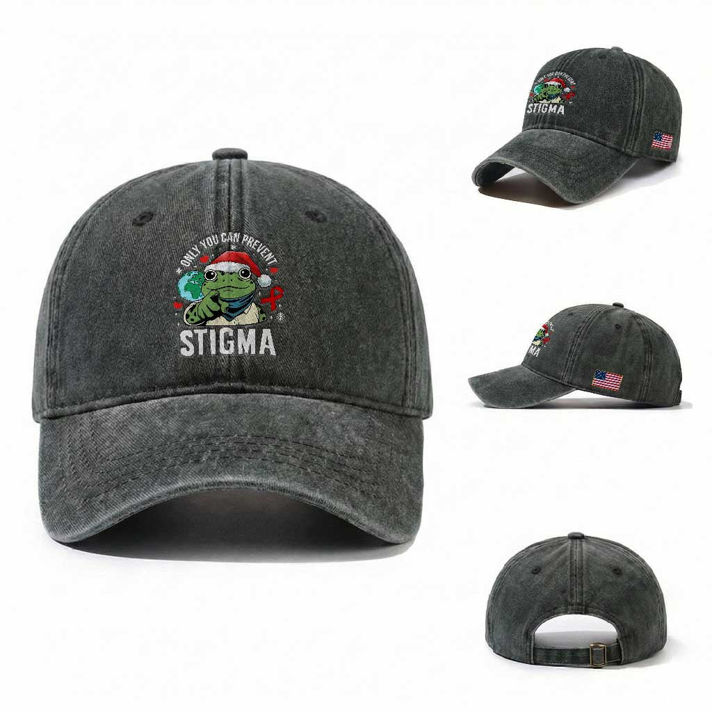 Resist Frog AIDS Awareness Christmas Washed Cotton Baseball Cap Only You Can Prevent Stigma