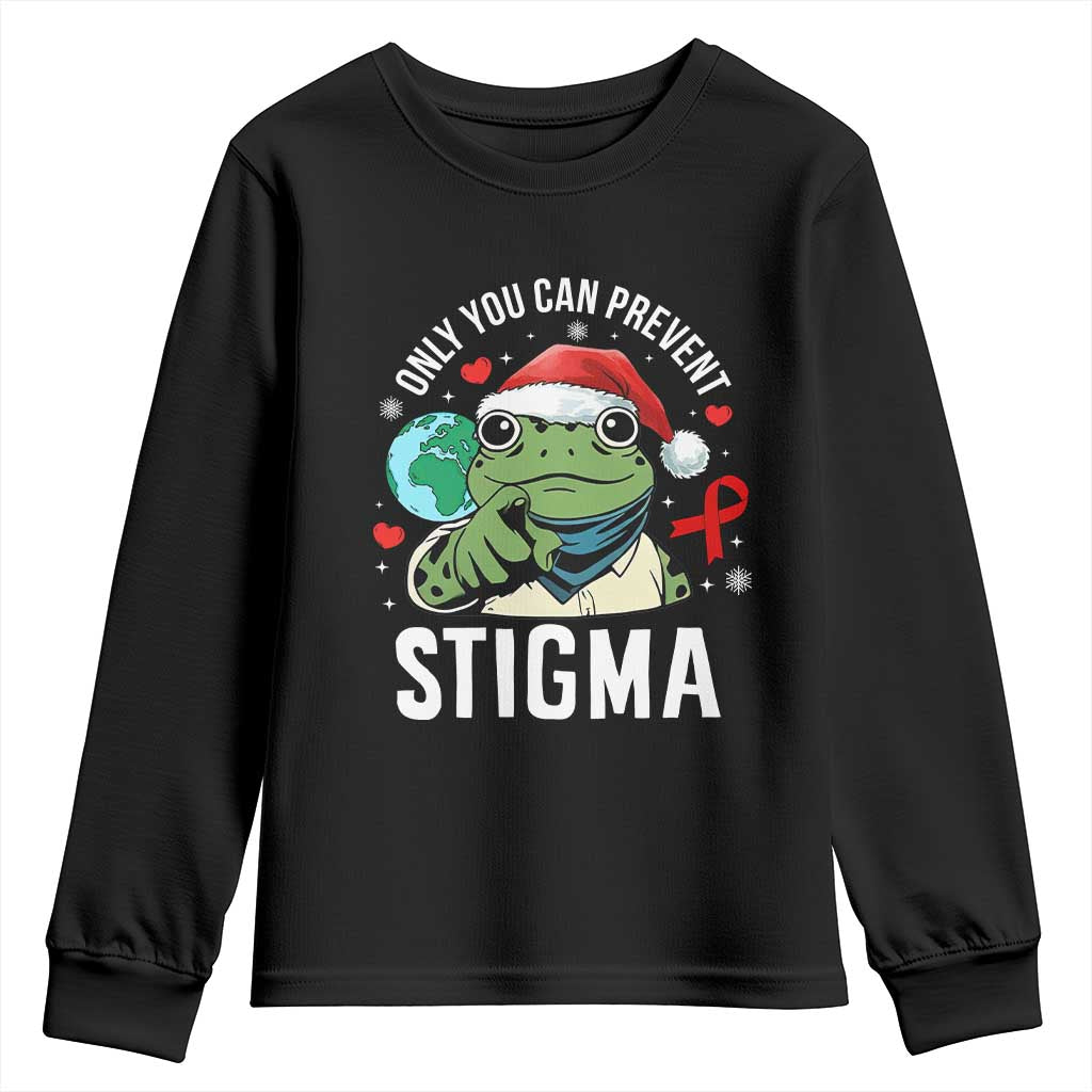 Resist Frog AIDS Awareness Christmas Youth Sweatshirt Only You Can Prevent Stigma - Wonder Print Shop
