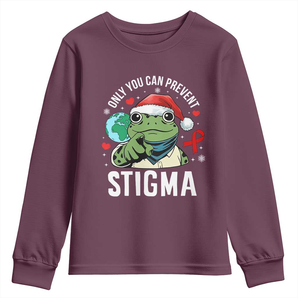 Resist Frog AIDS Awareness Christmas Youth Sweatshirt Only You Can Prevent Stigma - Wonder Print Shop