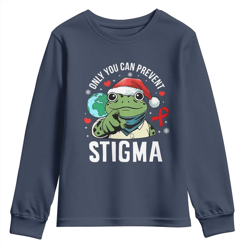 Resist Frog AIDS Awareness Christmas Youth Sweatshirt Only You Can Prevent Stigma - Wonder Print Shop