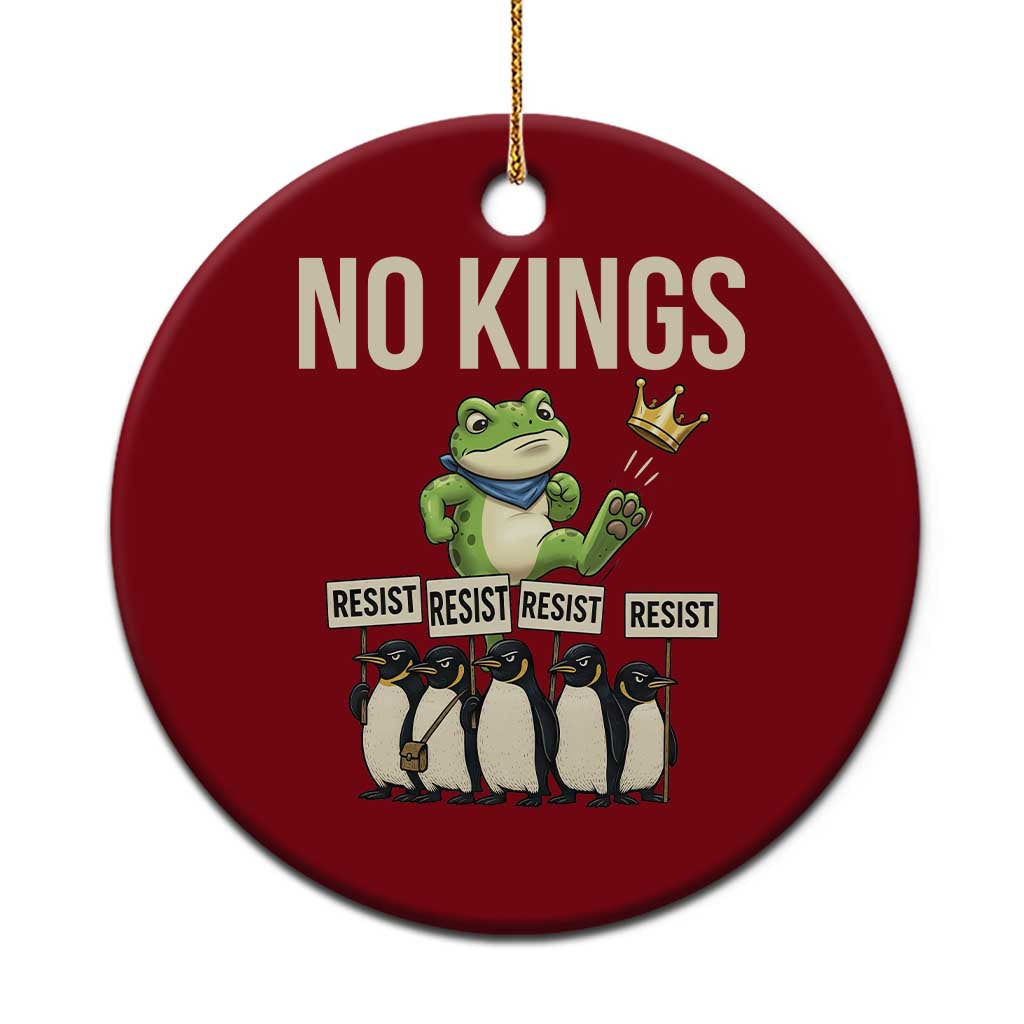 Resist Frog Ceramic Ornament No Kings Funny Portland Protest ICE Activist Meme - Wonder Print Shop